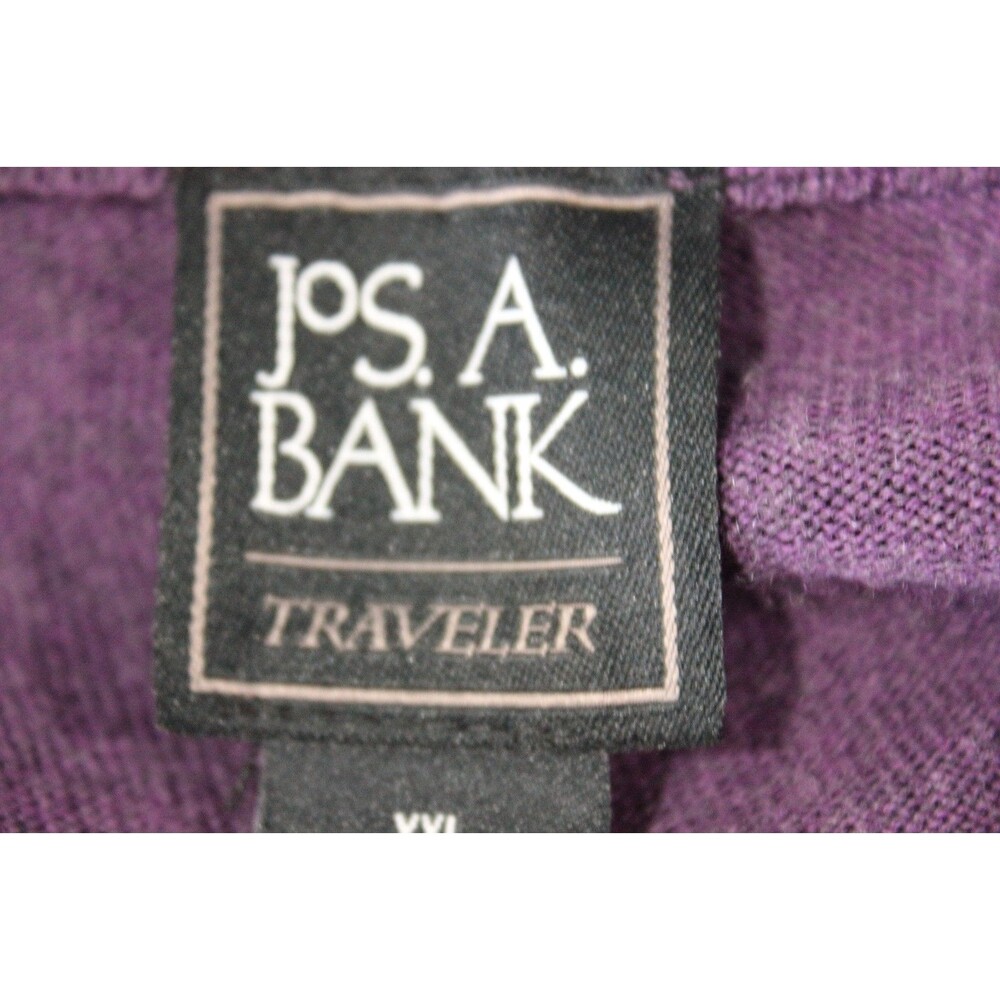 Jos A. Bank Traveler 100% Merino Wool Sweater Long Sleeve Purple Sz XXL - Picture 8 of 9